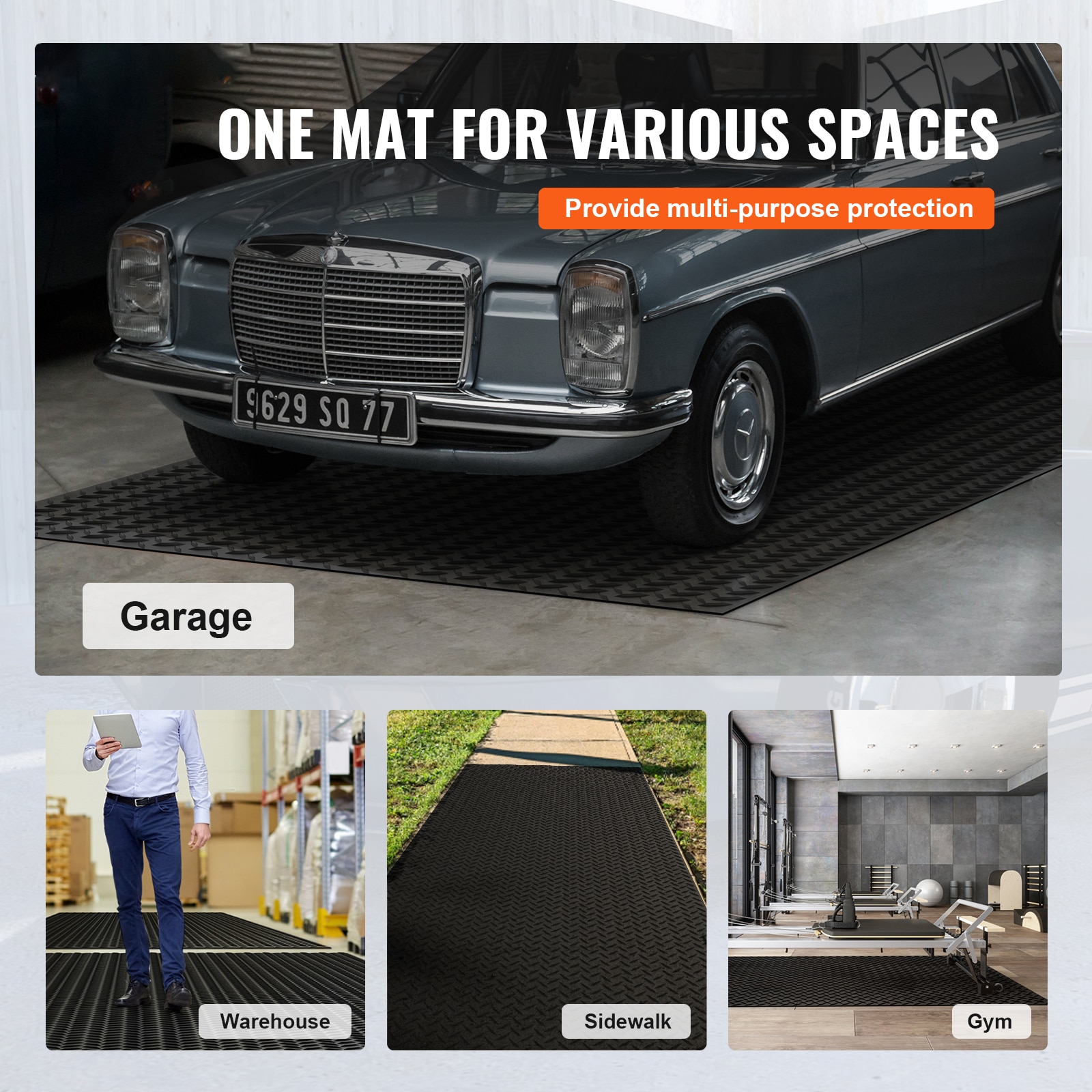 Diamond-plate Rubber Flooring Roll For Garage And Gym Use Black_voghion.com